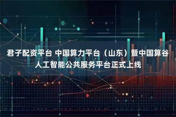 君子配资平台 中国算力平台（山东）暨中国算谷人工智能公共服务平台正式上线