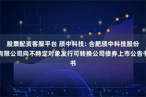 股票配资客服平台 颀中科技: 合肥颀中科技股份有限公司向不特定对象发行可转换公司债券上市公告书